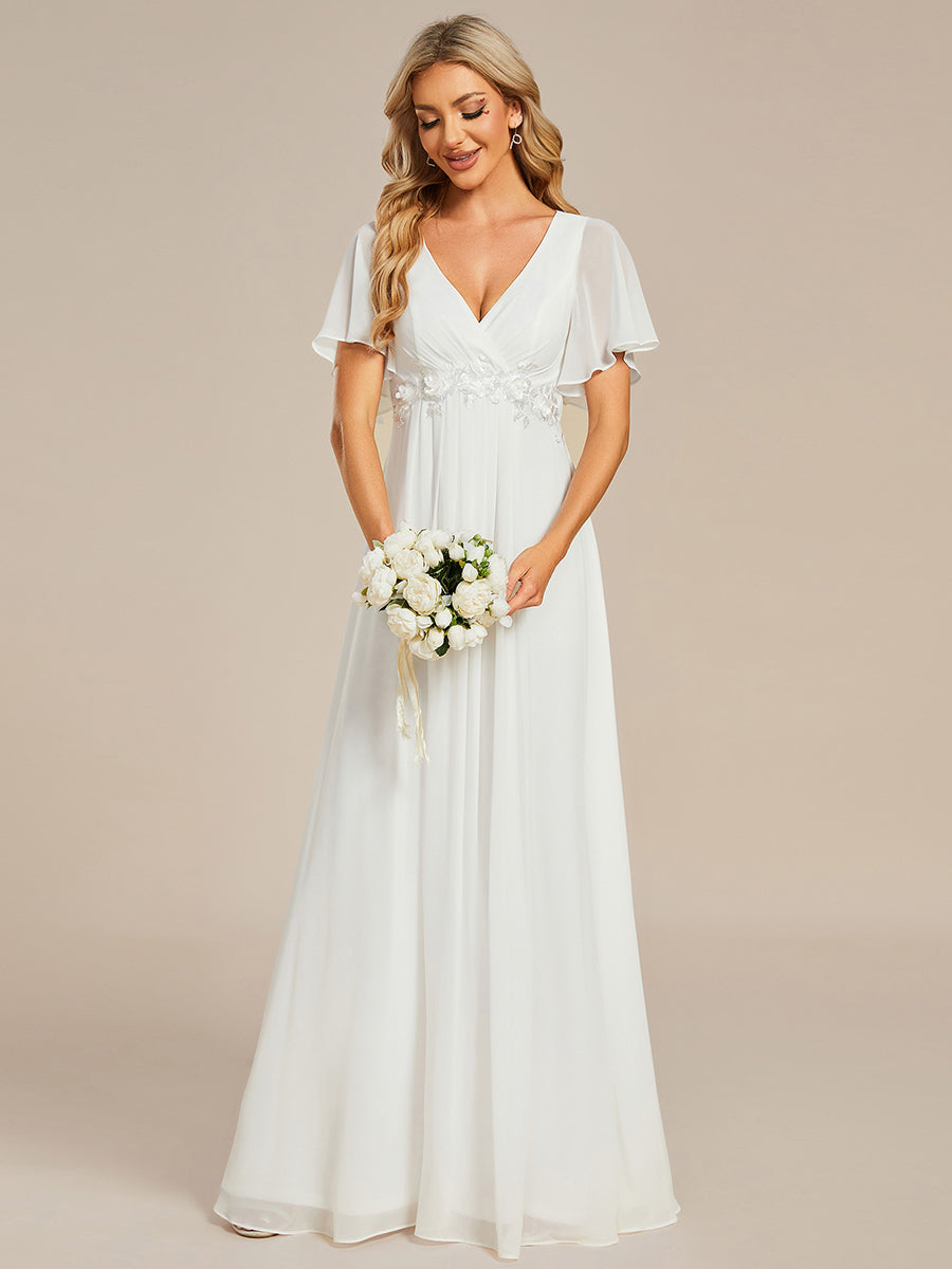 Lace Applique V-Neck Bridesmaid Gown