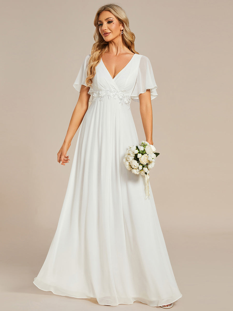 Lace Applique V-Neck Bridesmaid Gown