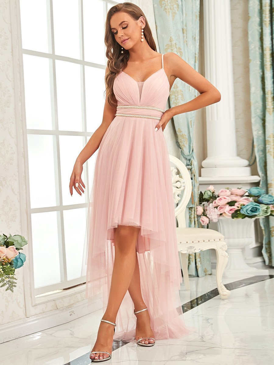 Elegant High-Low Tulle Bridesmaid Dress for Women