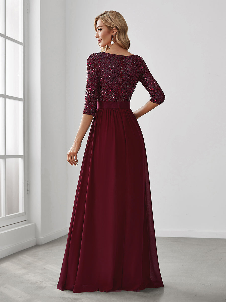 Elegant Sequined A-Line Evening Gown