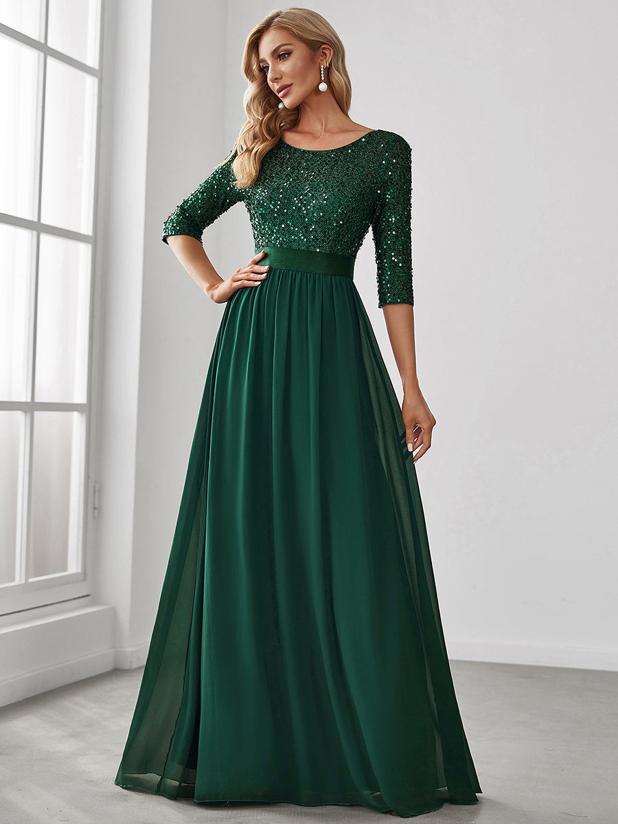 Elegant Sequined A-Line Evening Gown