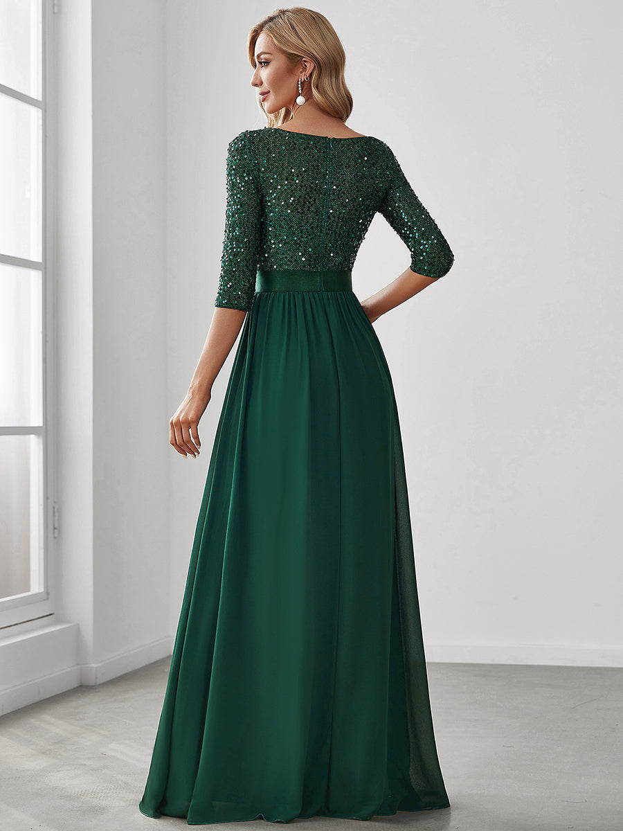 Elegant Sequined A-Line Evening Gown