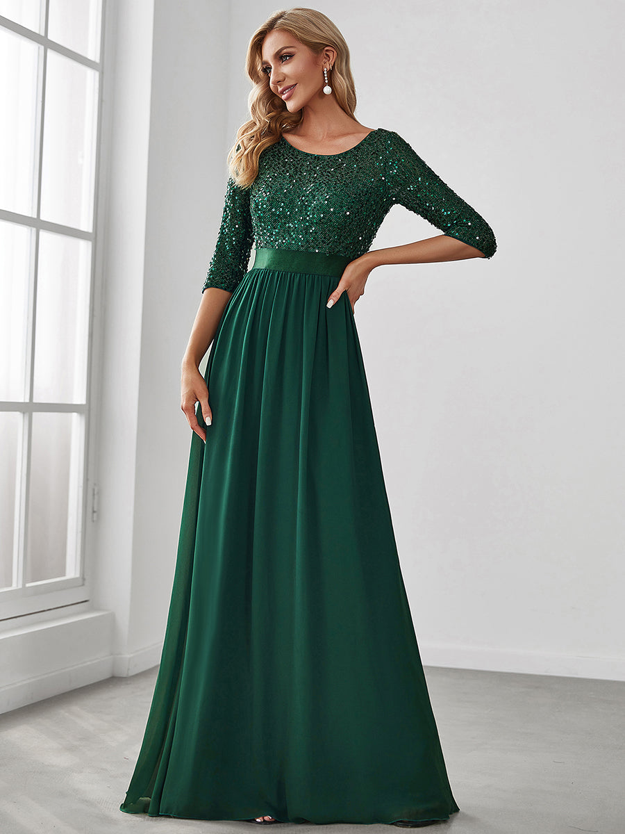 Elegant Sequined A-Line Evening Gown