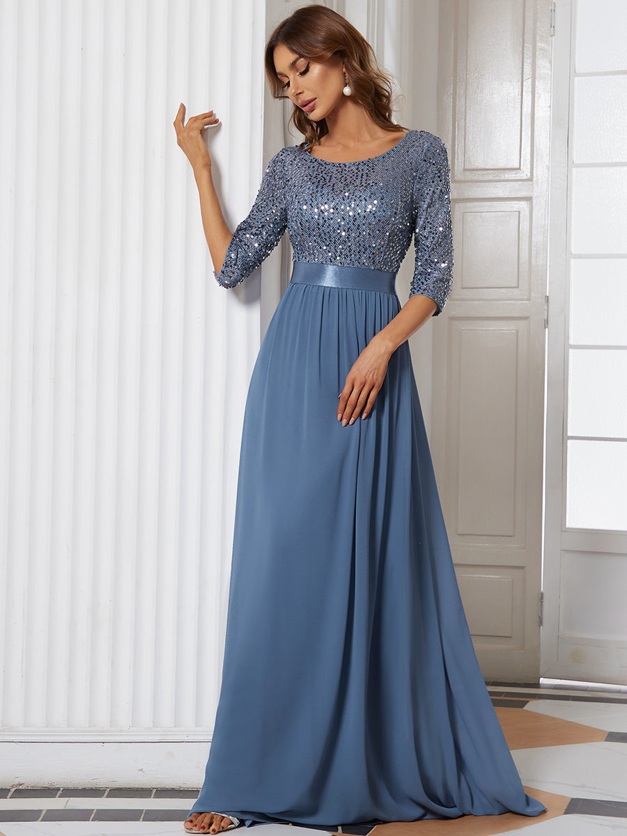 Elegant Sequined A-Line Evening Gown