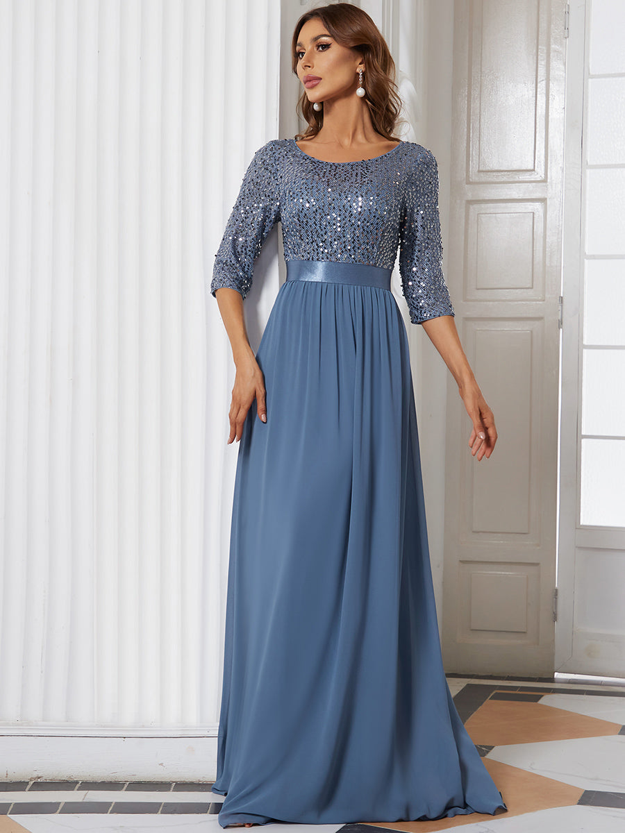 Elegant Sequined A-Line Evening Gown