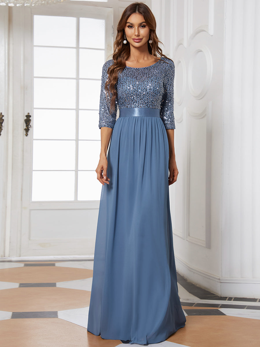 Elegant Sequined A-Line Evening Gown