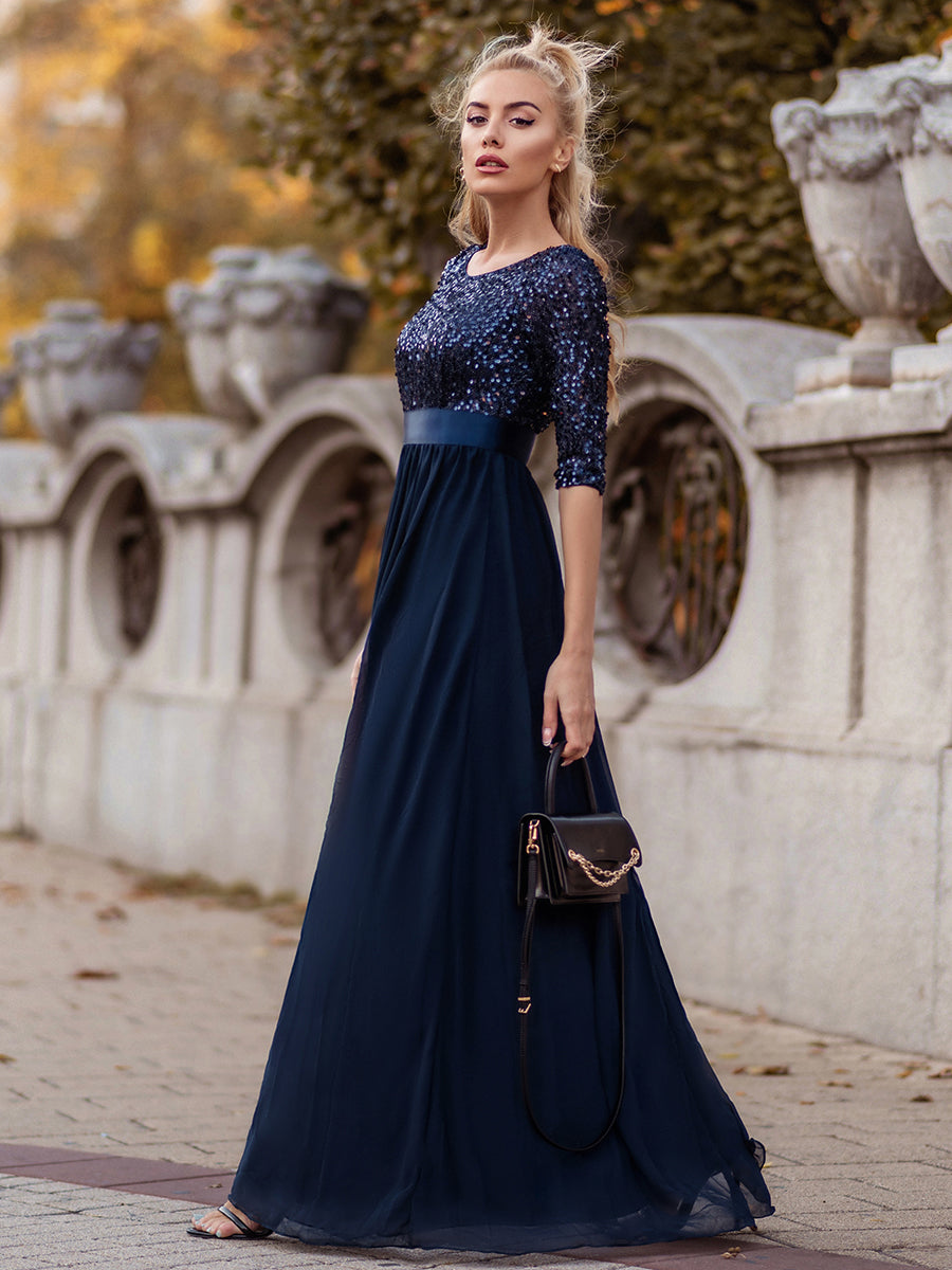 Elegant Sequined A-Line Evening Gown