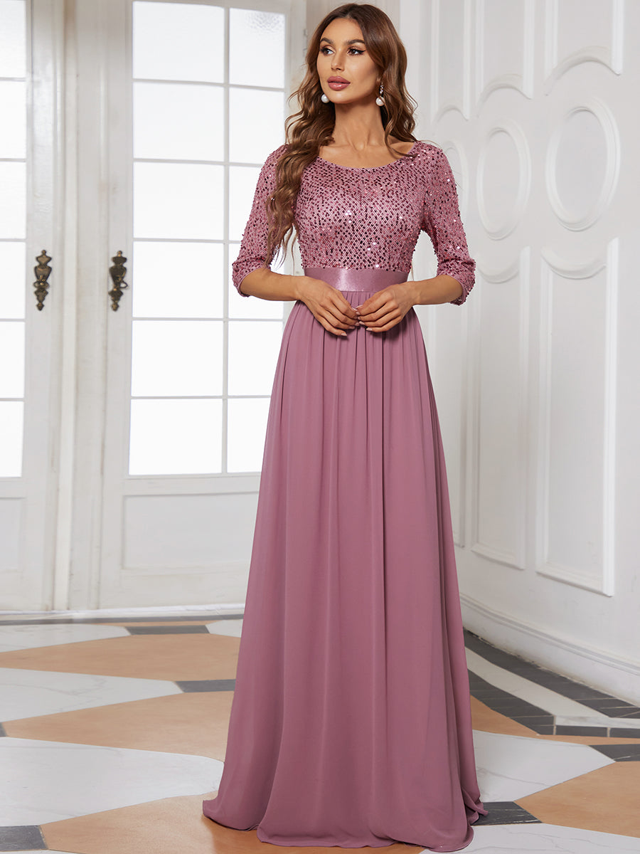 Elegant Sequined A-Line Evening Gown