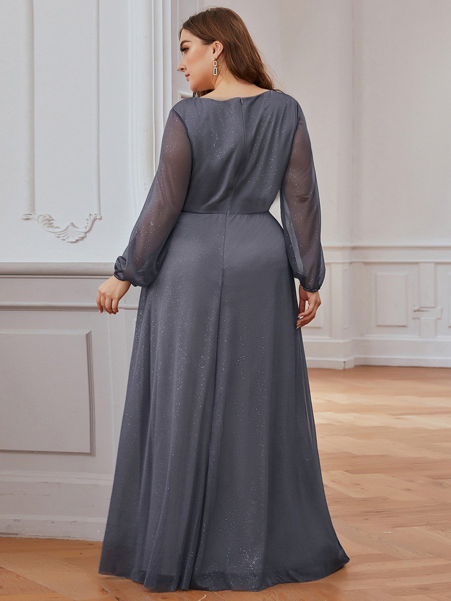 Elegant Shimmer V-Neck Evening Dress for Plus Size Women