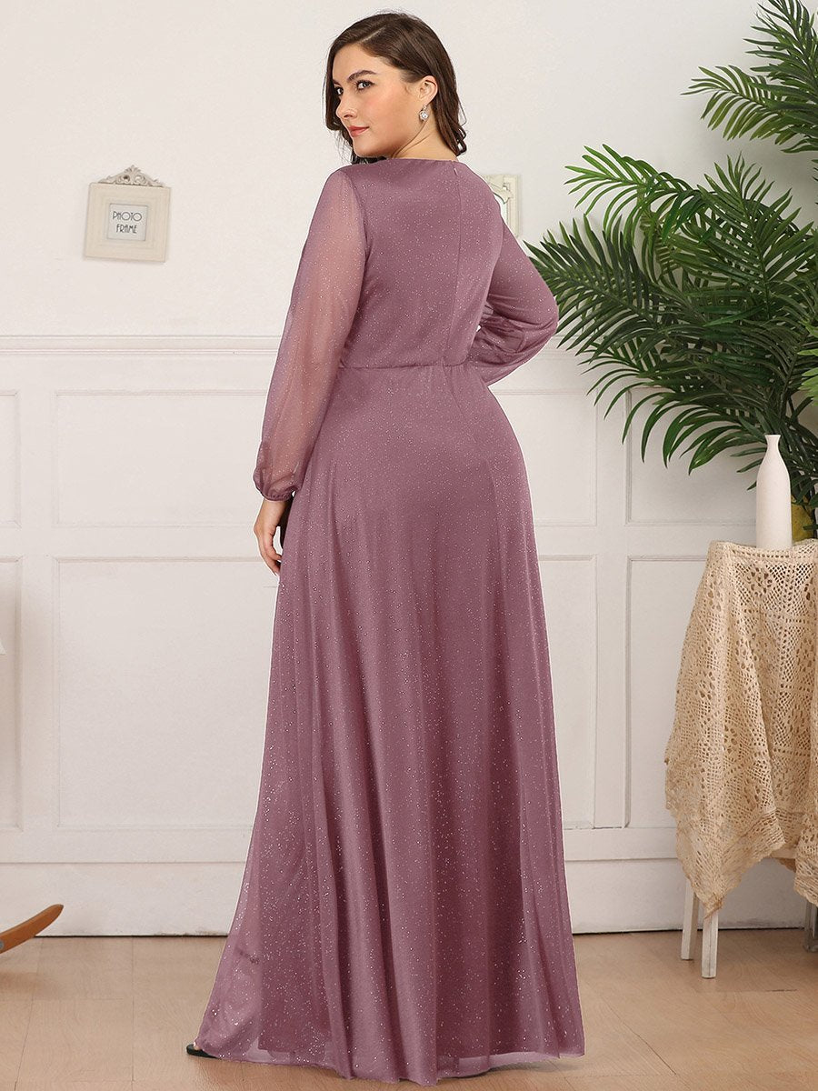 Elegant Shimmer V-Neck Evening Dress for Plus Size Women