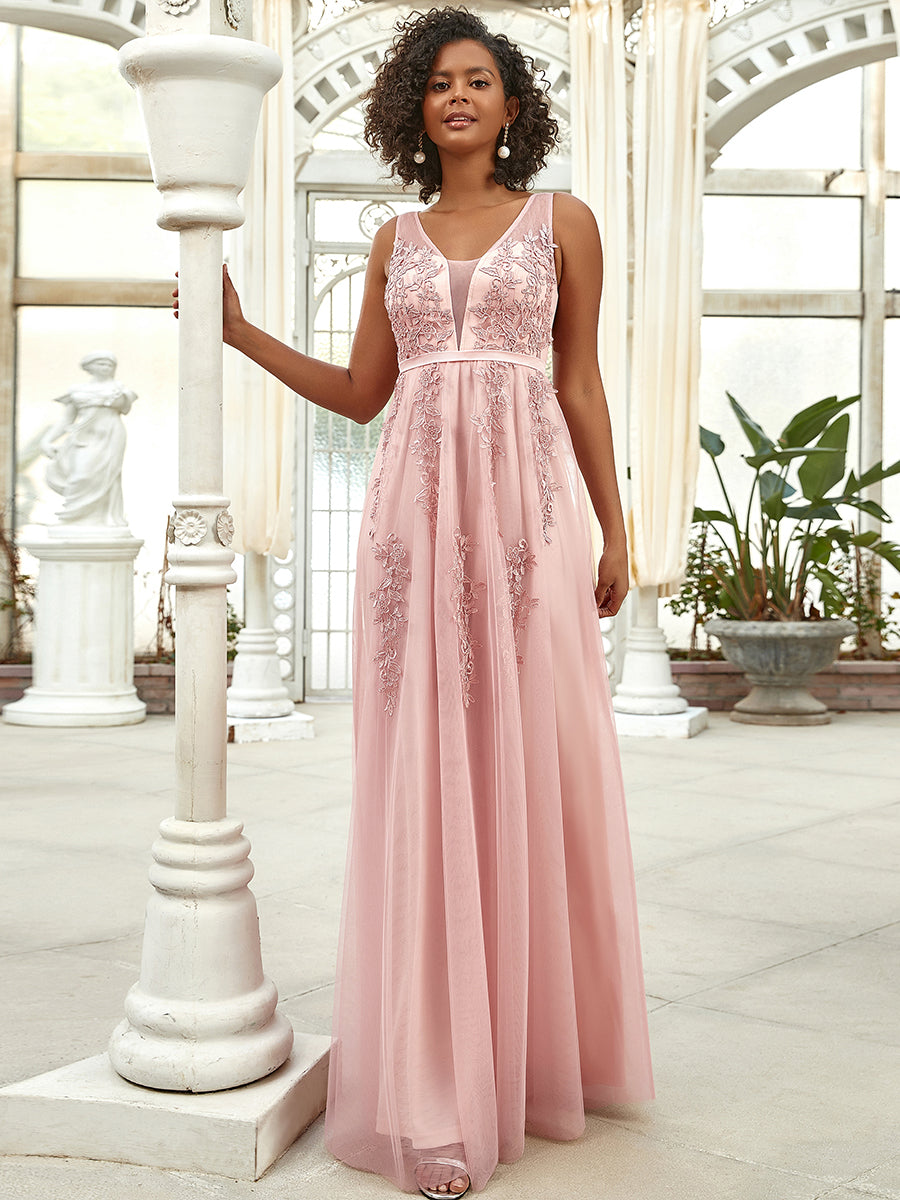 Ethereal Princess Gauzy Tulle Applique Dress