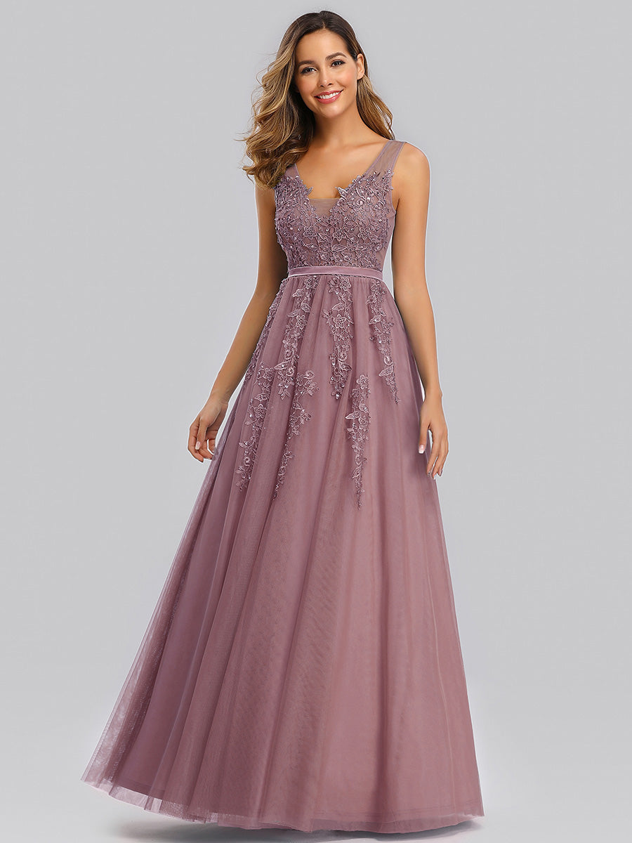 Ethereal Princess Gauzy Tulle Applique Dress