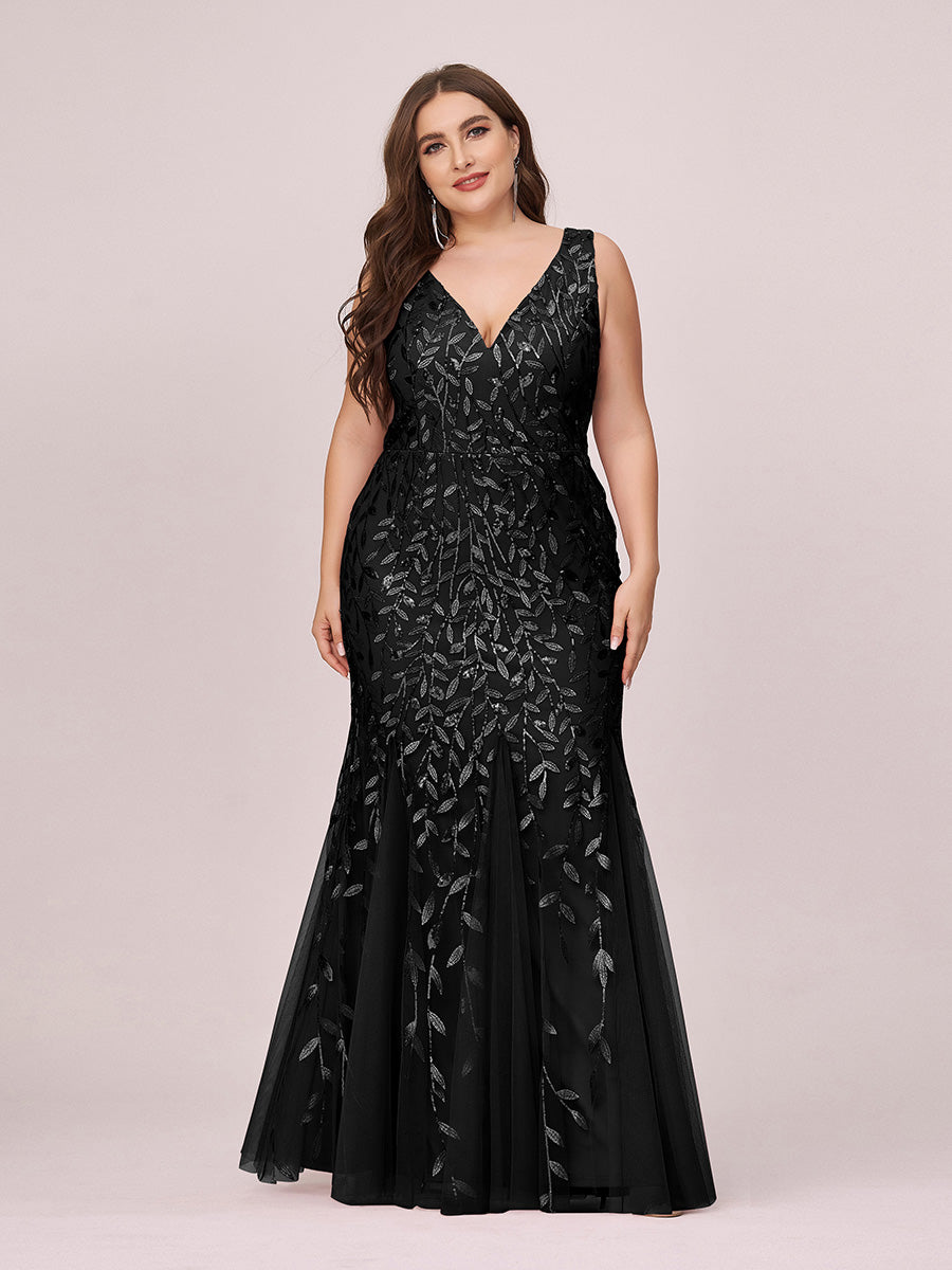 Sequin Fishtail Evening Gown for Plus Size Women