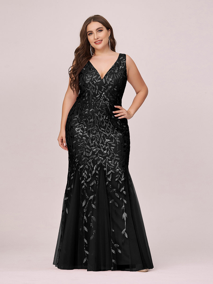 Sequin Fishtail Evening Gown for Plus Size Women