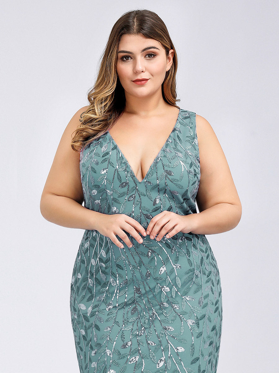 Sequin Fishtail Evening Gown for Plus Size Women