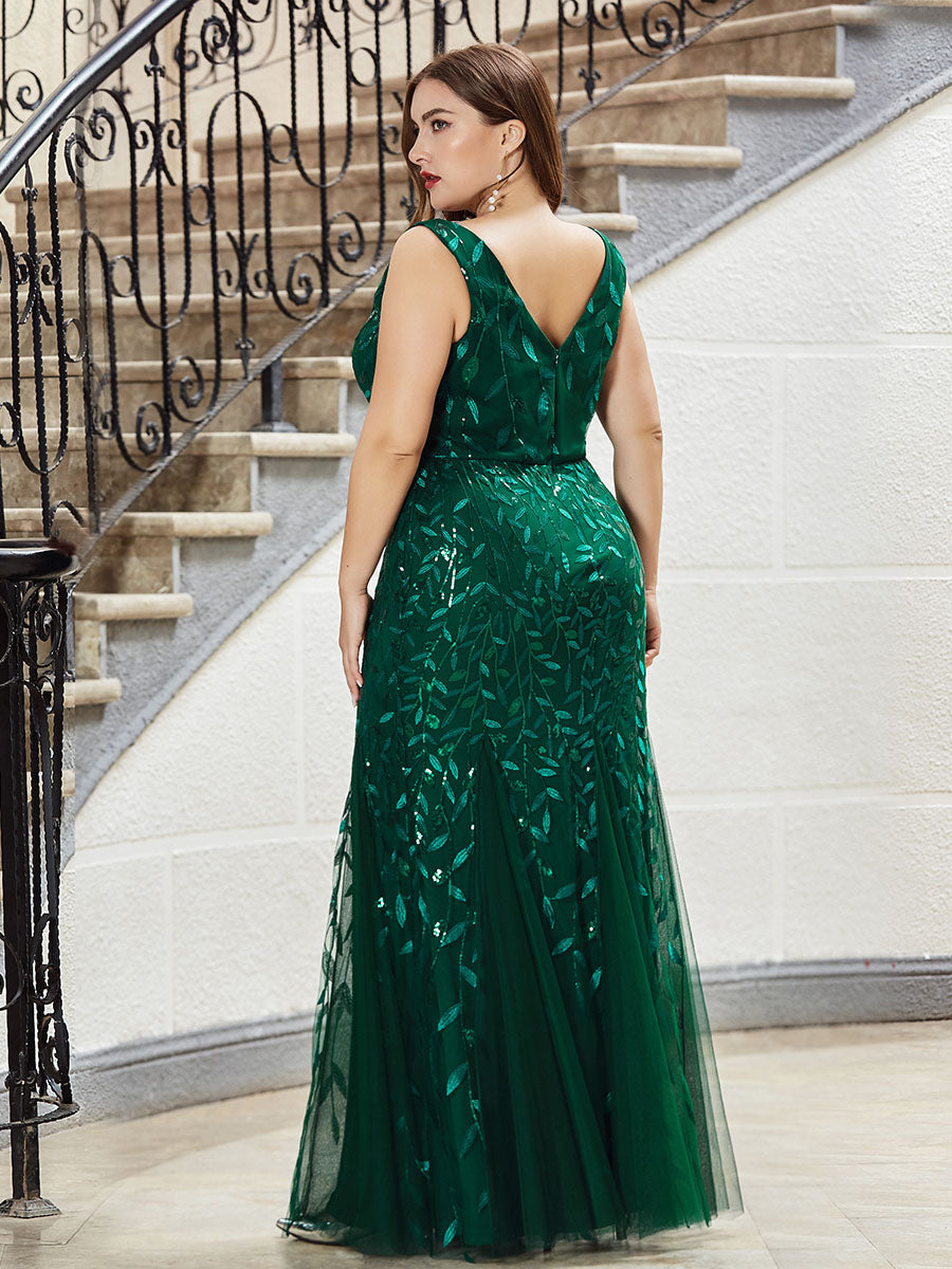 Sequin Fishtail Evening Gown for Plus Size Women