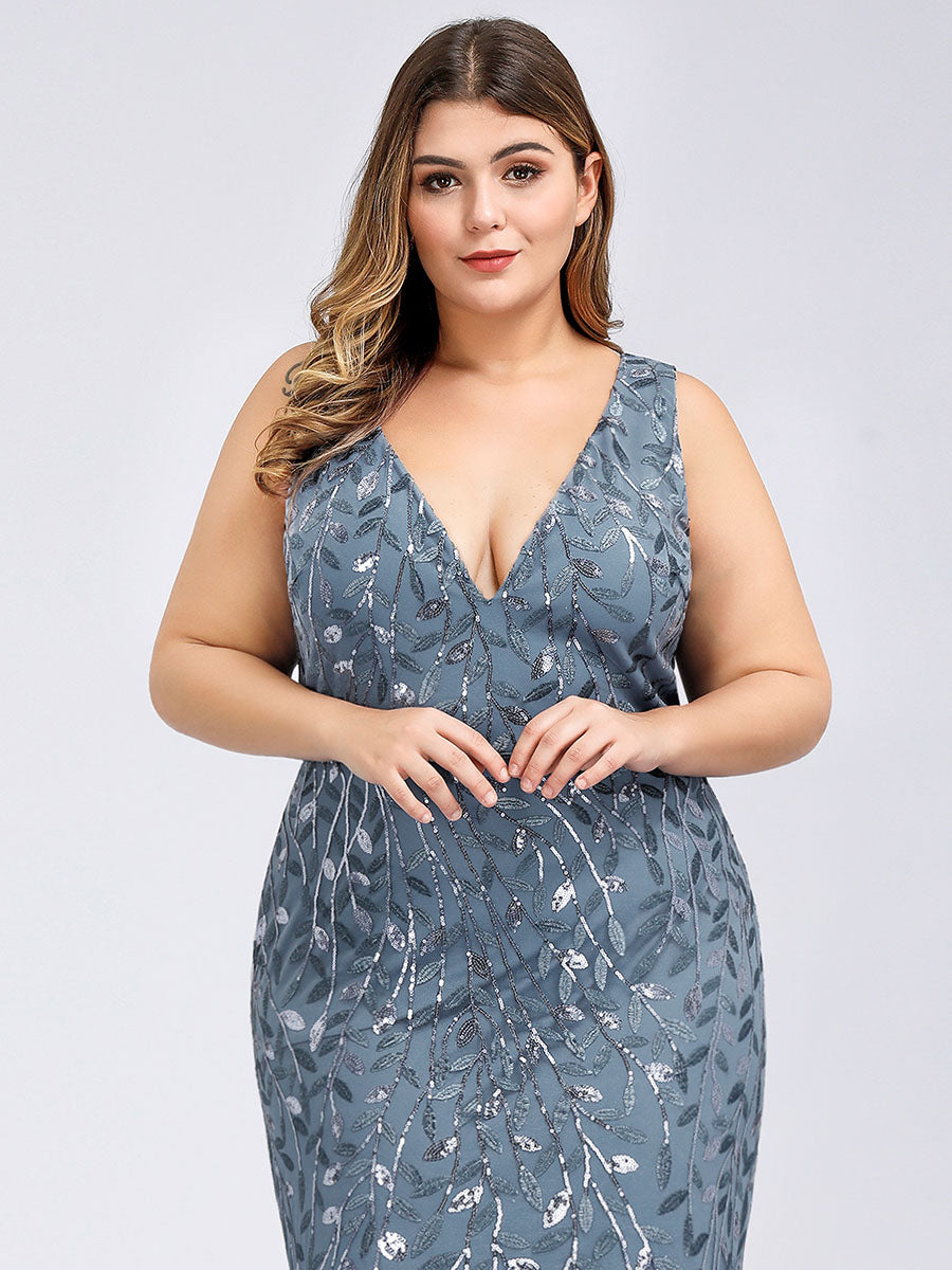 Sequin Fishtail Evening Gown for Plus Size Women