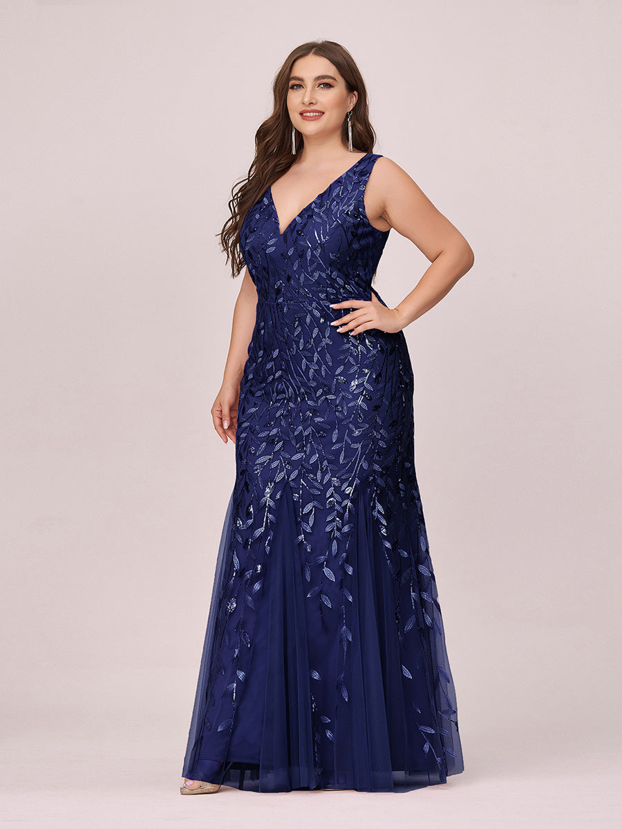 Sequin Fishtail Evening Gown for Plus Size Women