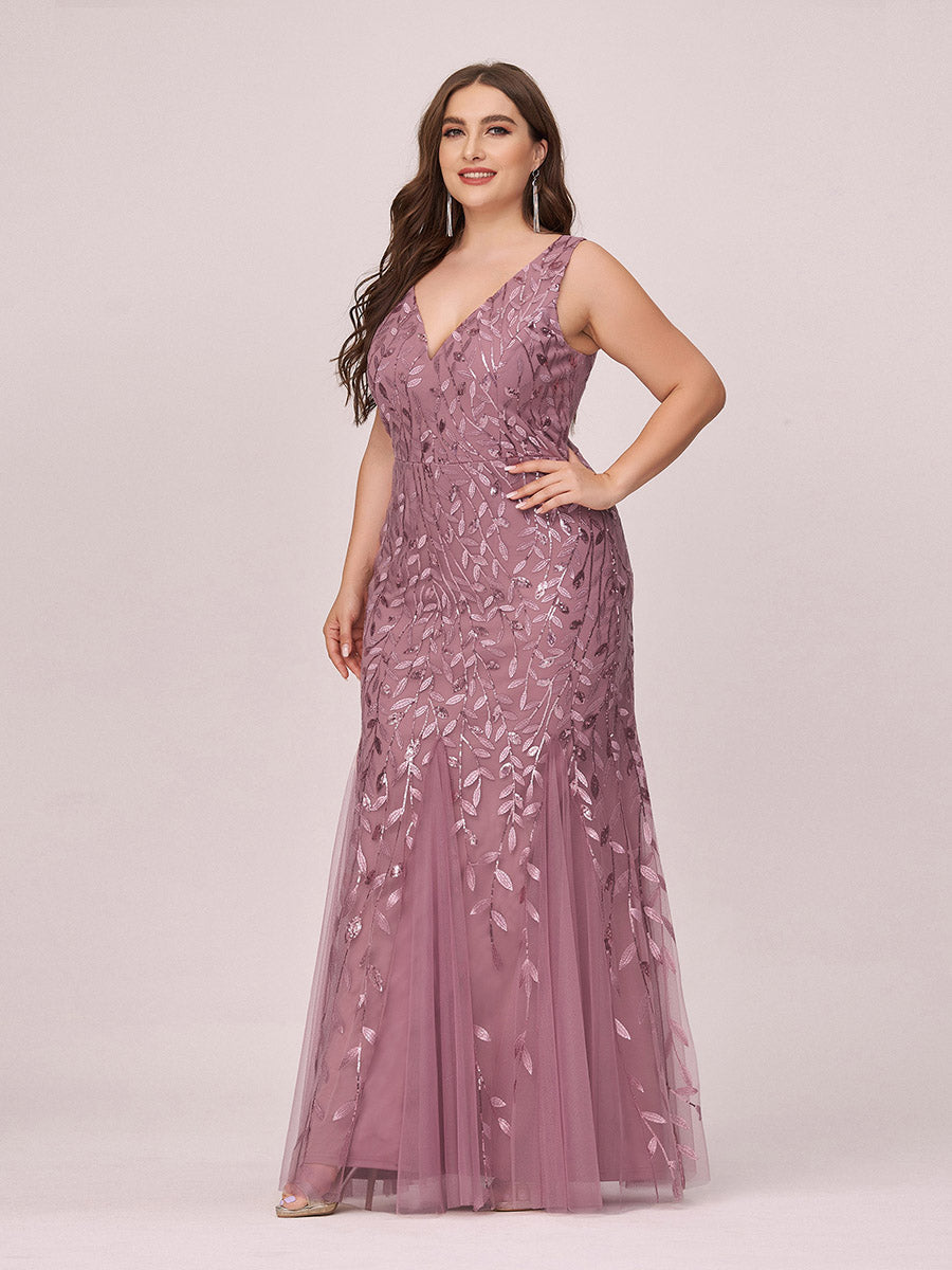 Sequin Fishtail Evening Gown for Plus Size Women