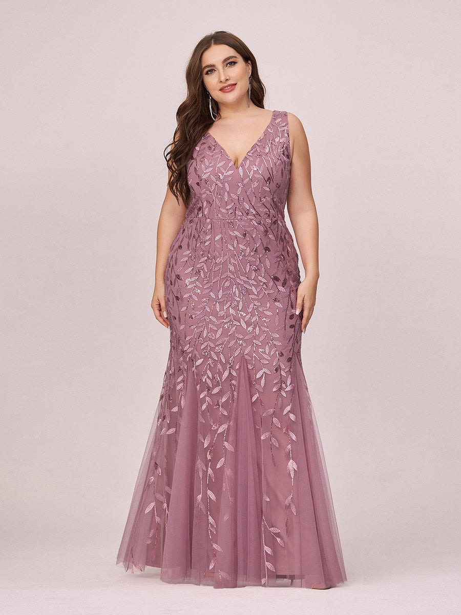 Sequin Fishtail Evening Gown for Plus Size Women