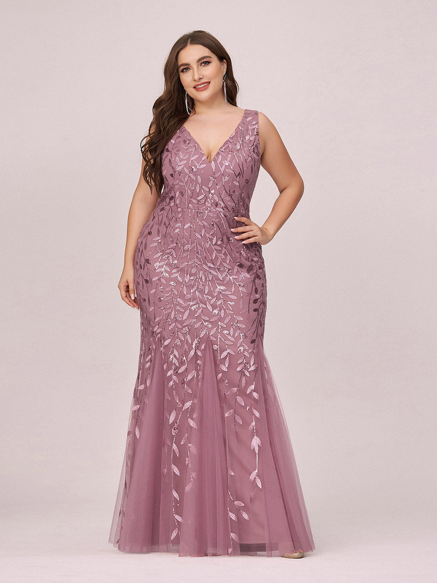 Sequin Fishtail Evening Gown for Plus Size Women