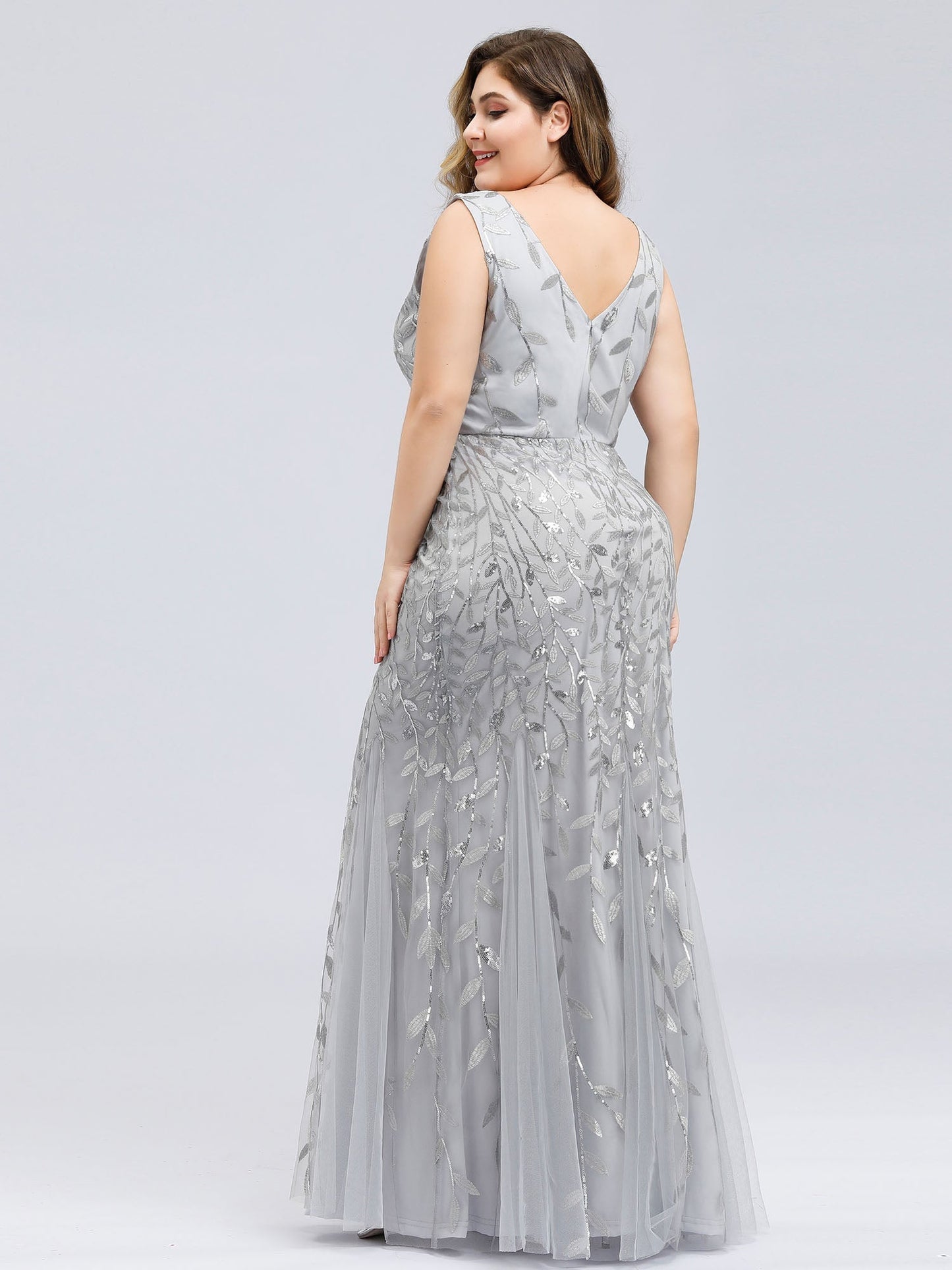 Sequin Fishtail Evening Gown for Plus Size Women