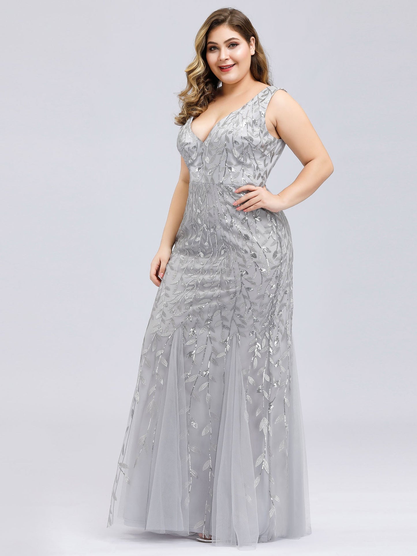 Sequin Fishtail Evening Gown for Plus Size Women