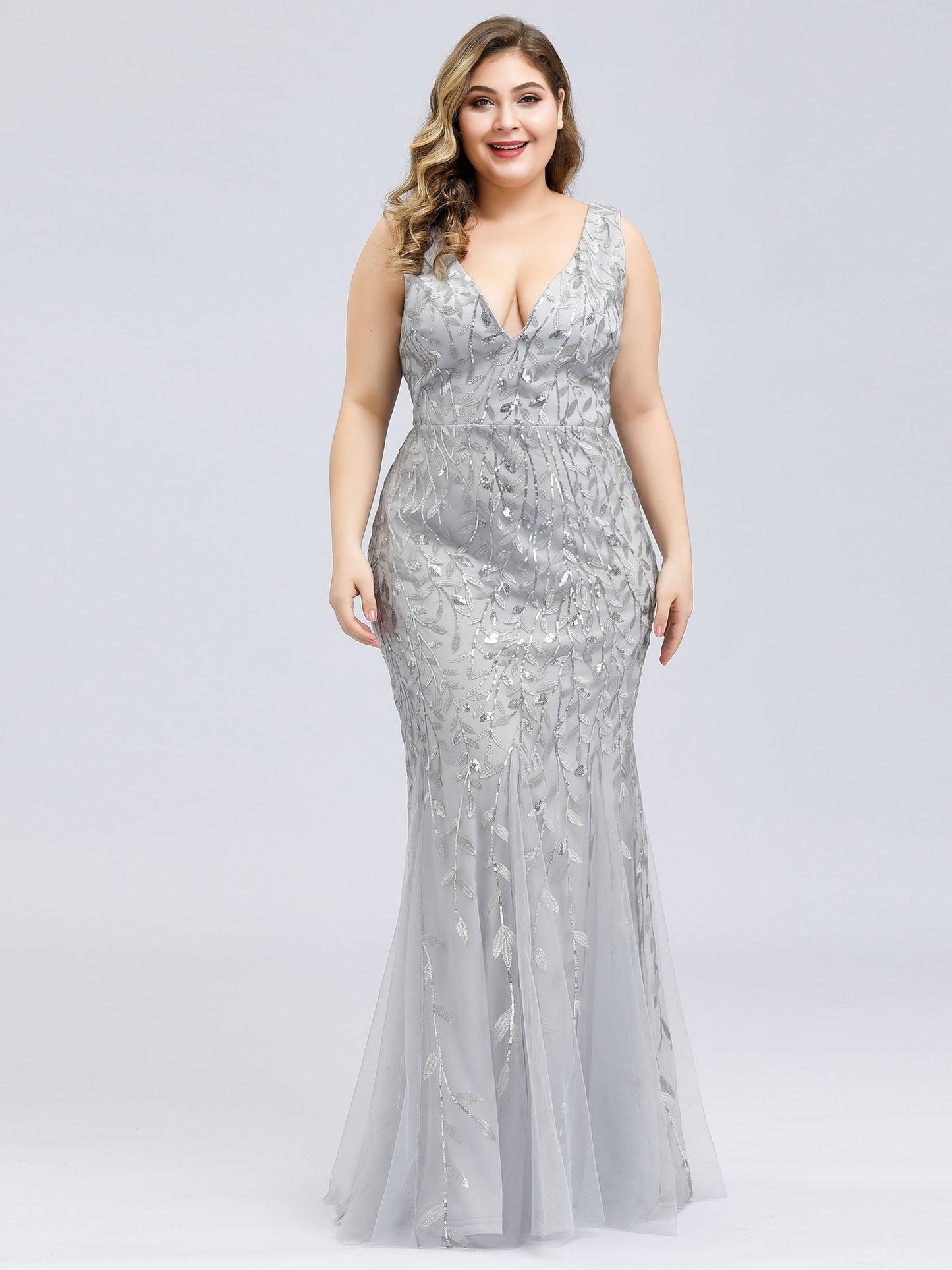 Sequin Fishtail Evening Gown for Plus Size Women