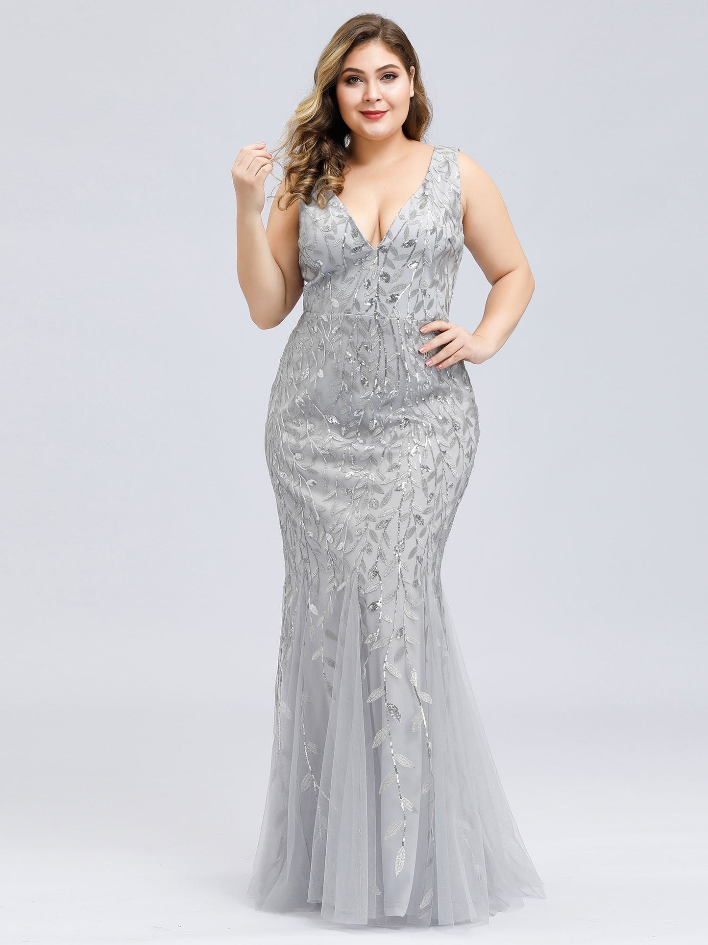 Sequin Fishtail Evening Gown for Plus Size Women