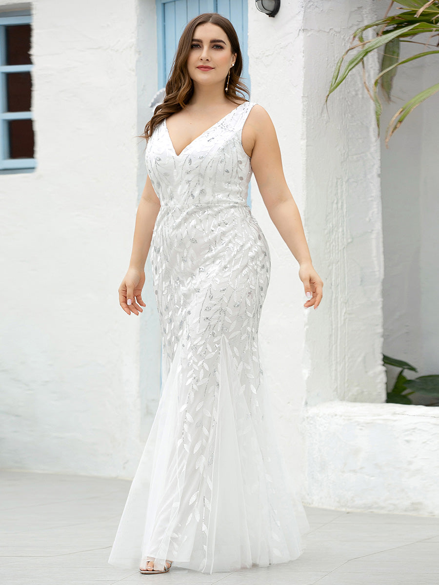 Sequin Fishtail Evening Gown for Plus Size Women