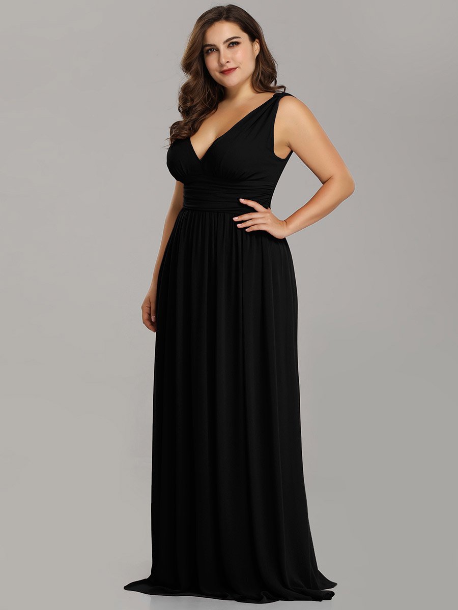 Elegant Plus Size V-Neck Chiffon Evening Gown