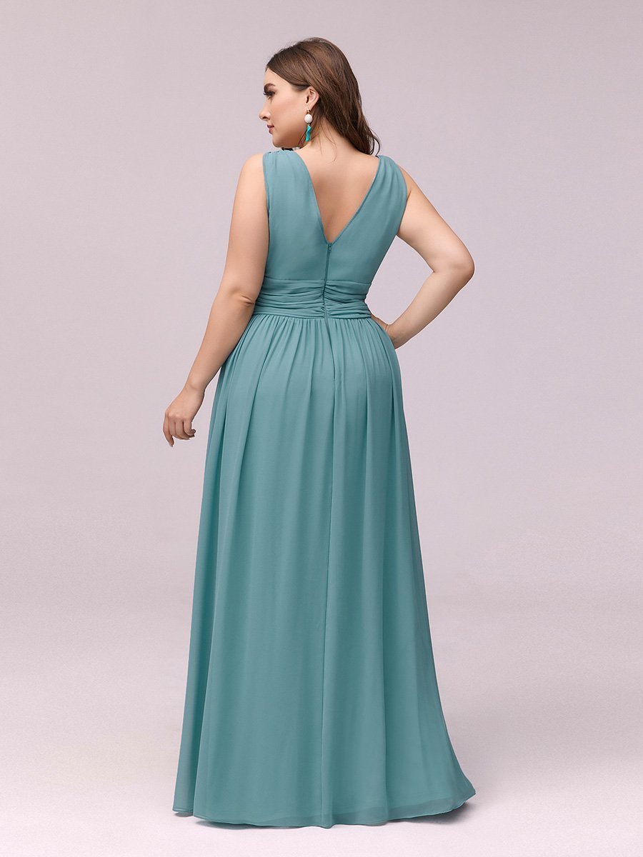 Elegant Plus Size V-Neck Chiffon Evening Gown