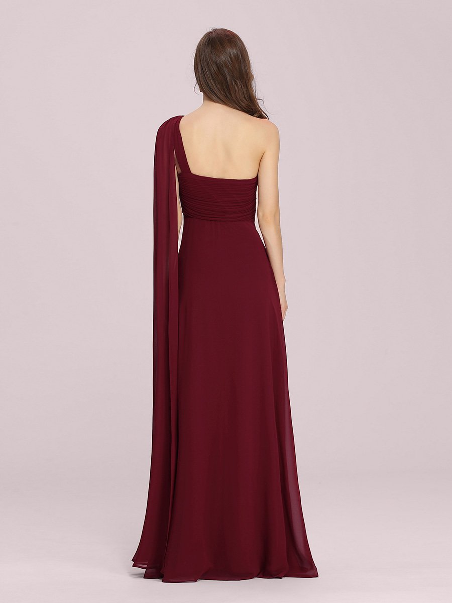 One Shoulder Chiffon Ruffles Long Evening Gown