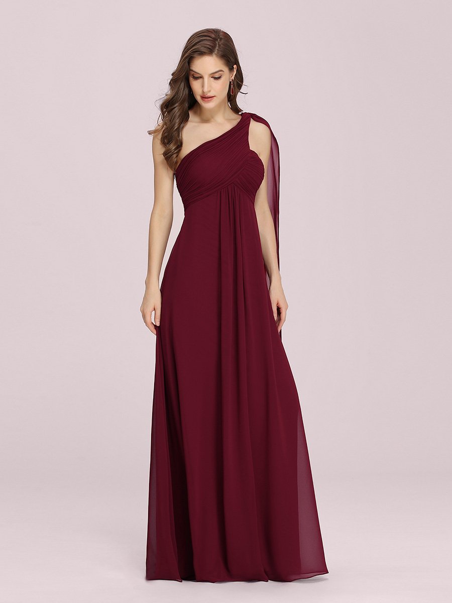 One Shoulder Chiffon Ruffles Long Evening Gown