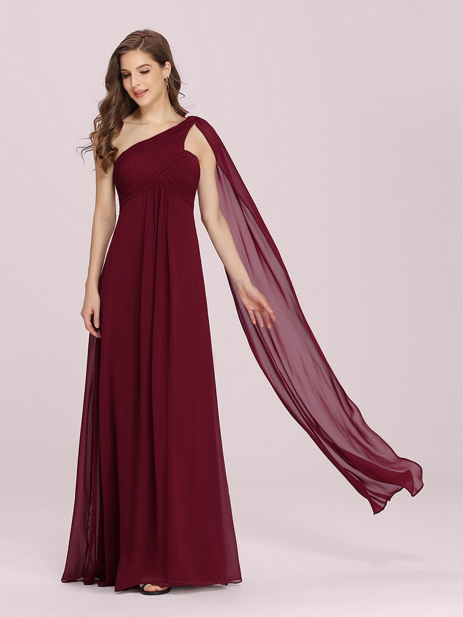 One Shoulder Chiffon Ruffles Long Evening Gown