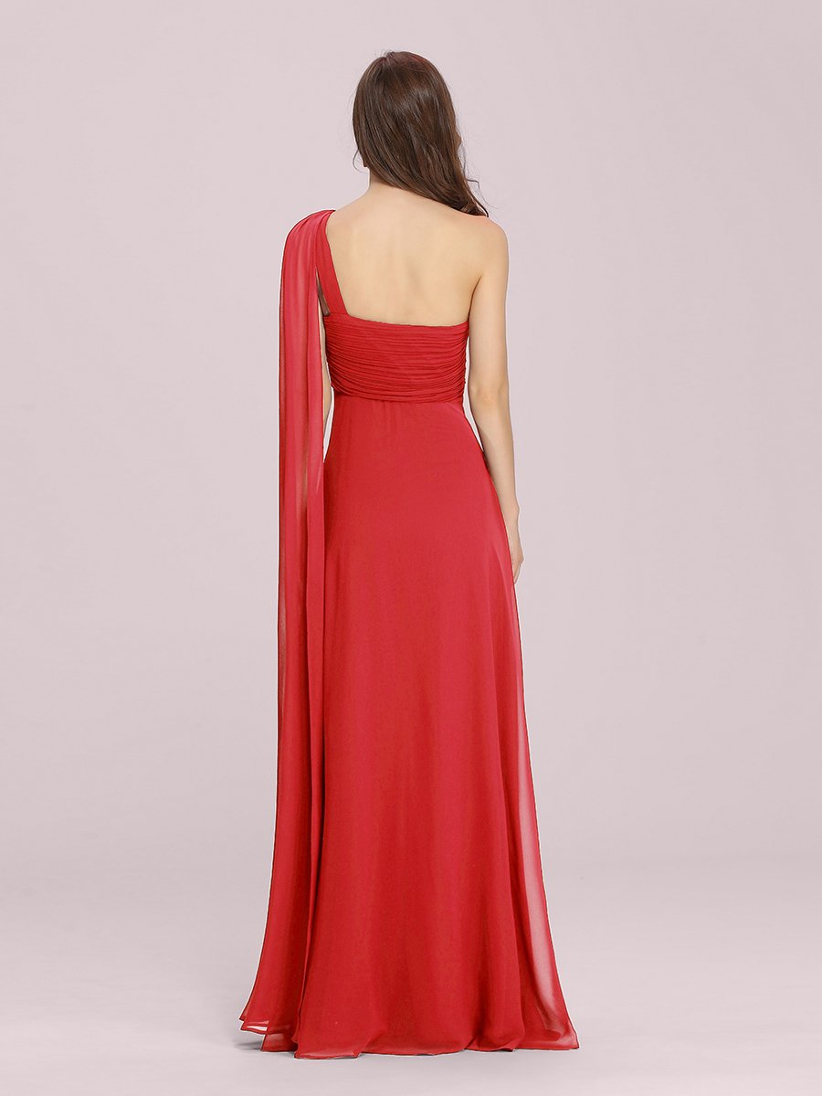 One Shoulder Chiffon Ruffles Long Evening Gown