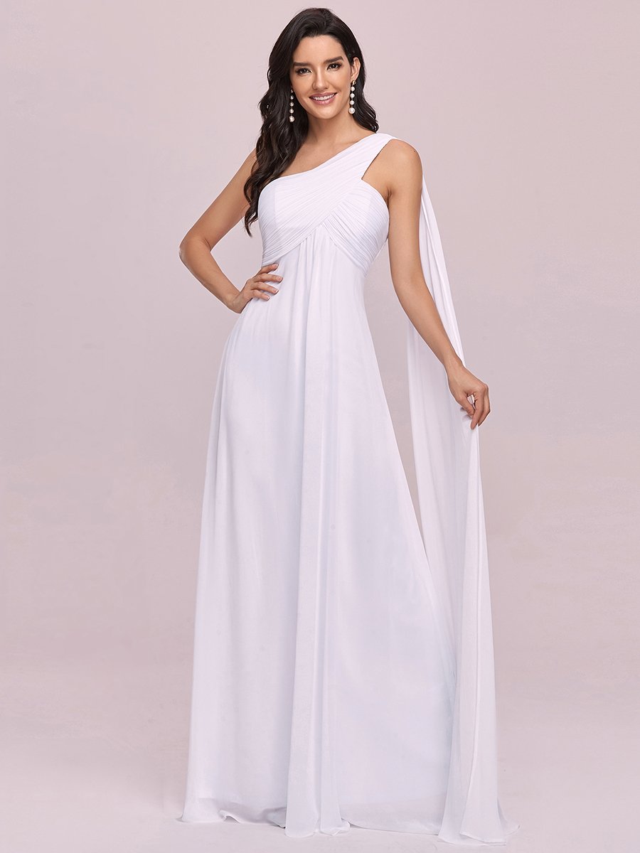 One Shoulder Chiffon Ruffles Long Evening Gown