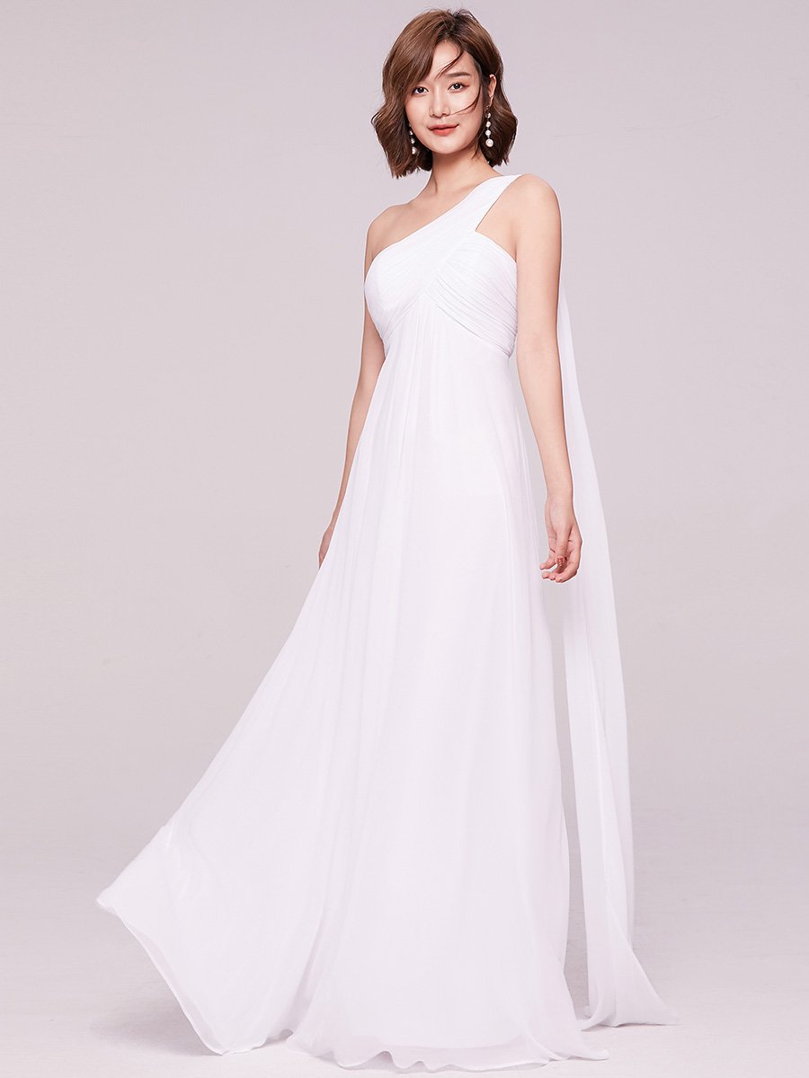 One Shoulder Chiffon Ruffles Long Evening Gown