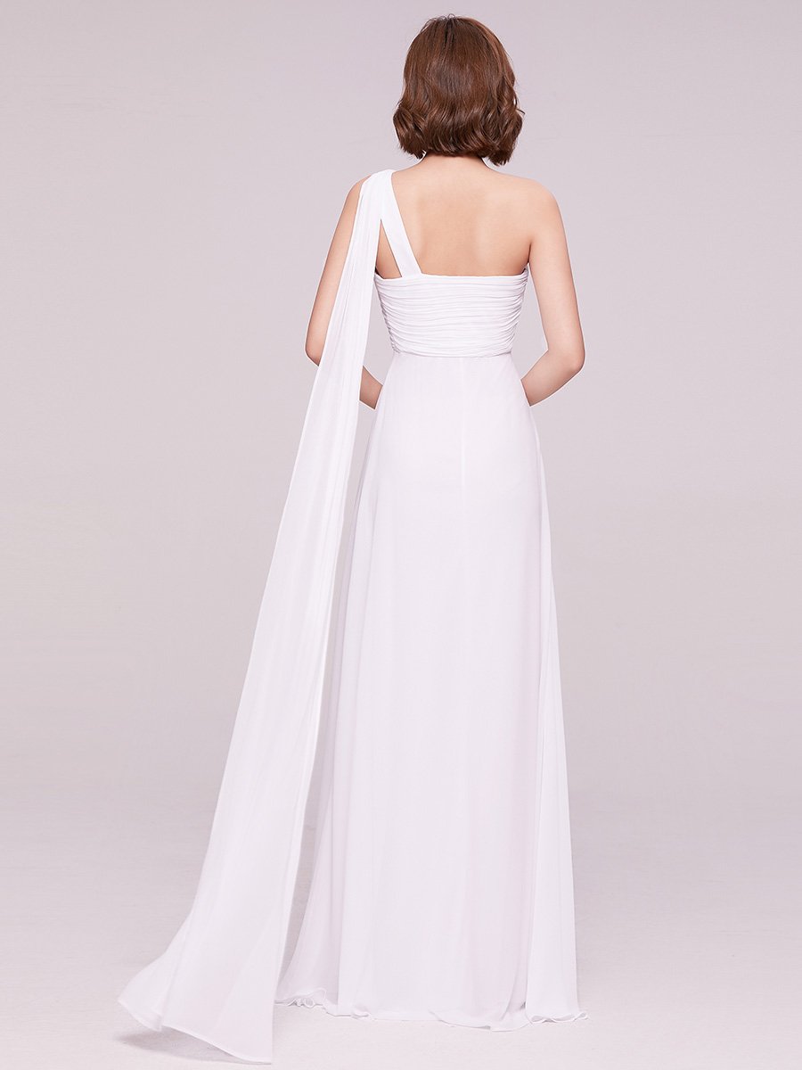 One Shoulder Chiffon Ruffles Long Evening Gown