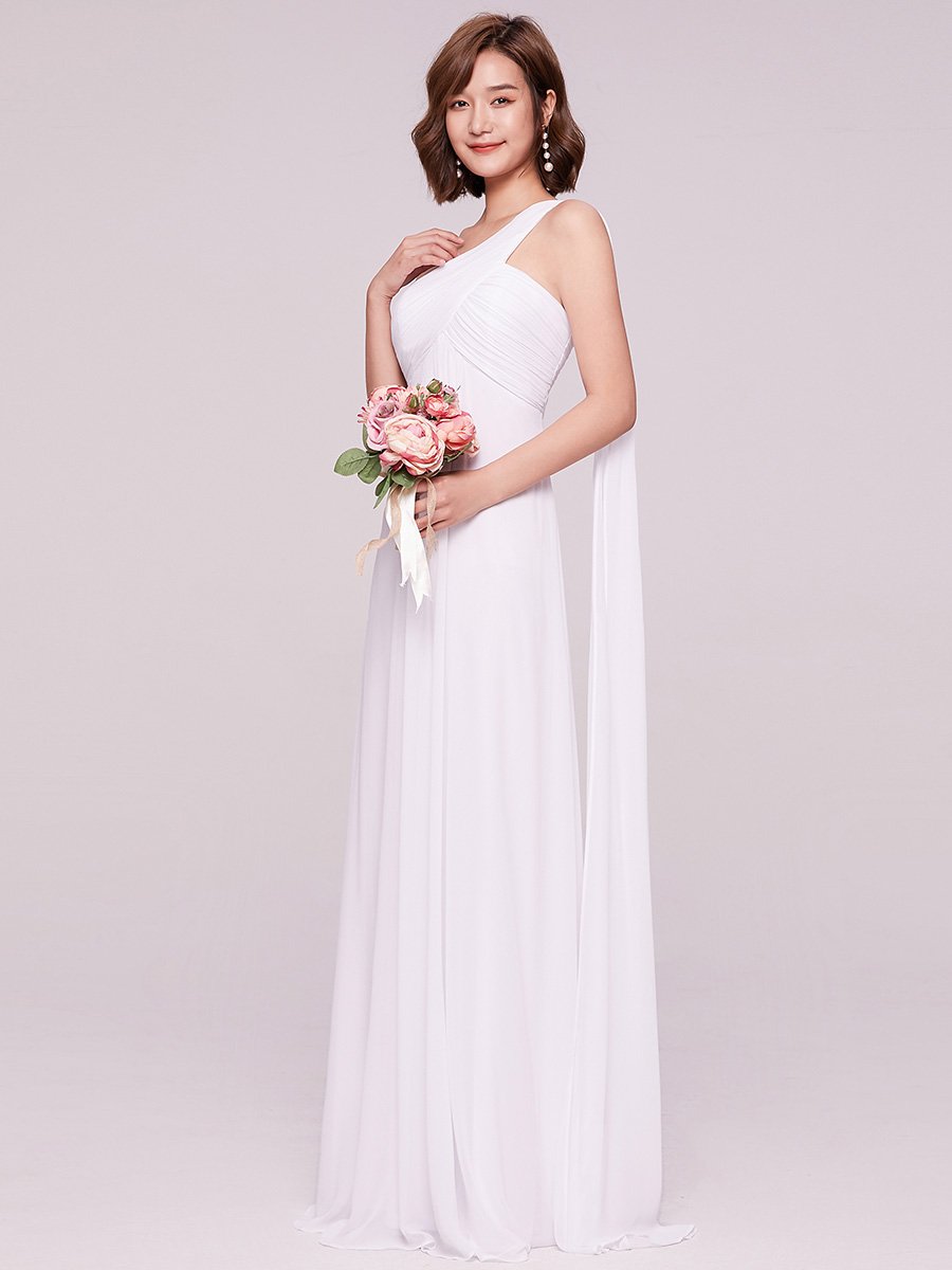 One Shoulder Chiffon Ruffles Long Evening Gown