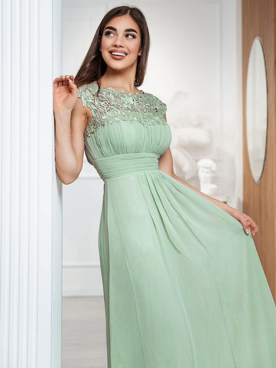 Chic Lace Cap Sleeve Evening Gown with Ruched Waist and Open Back