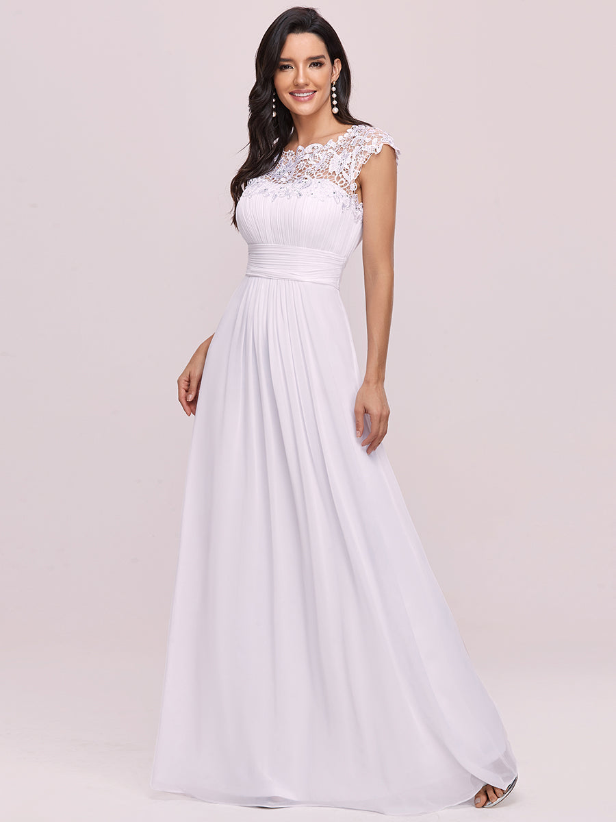 Chic Lace Cap Sleeve Evening Gown with Ruched Waist and Open Back