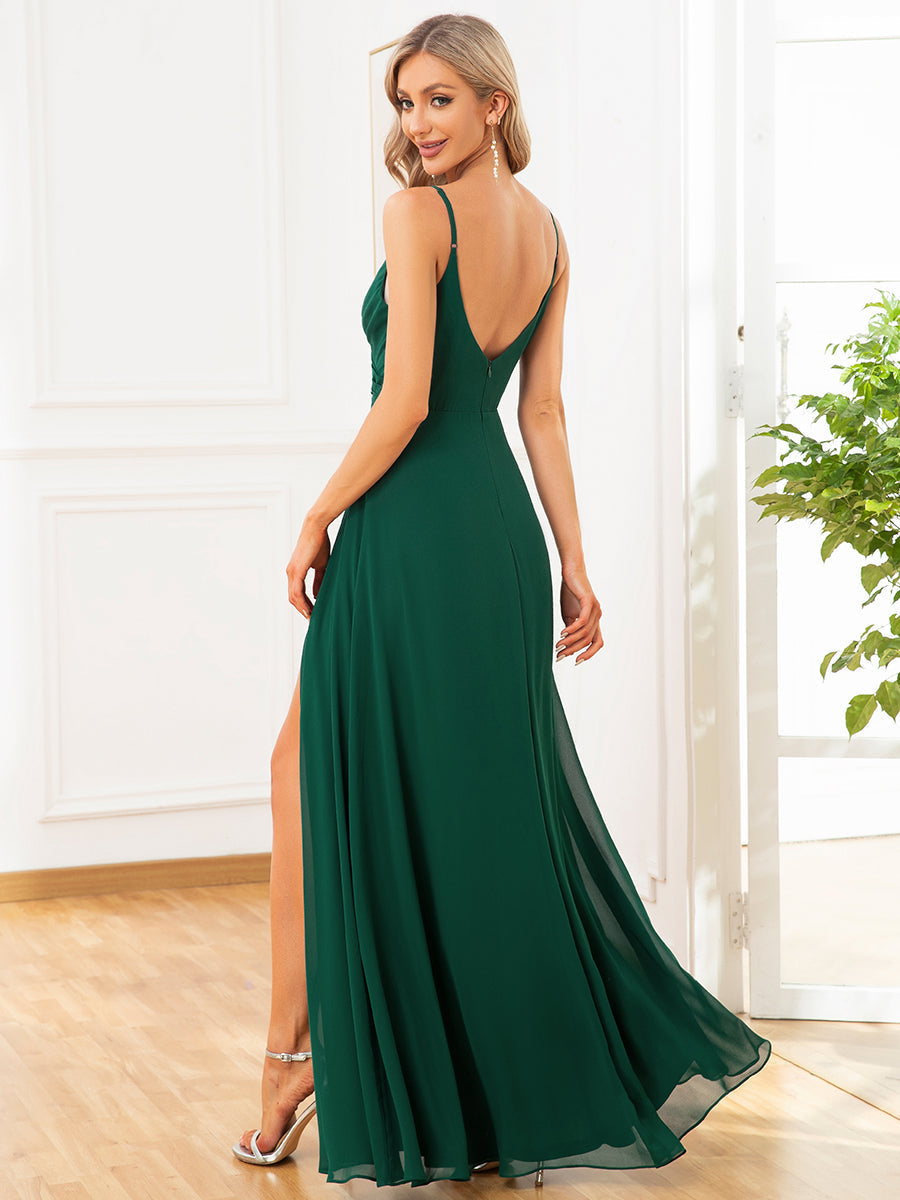 Elegant V-Neck A-Line Chiffon Bridesmaid Gown