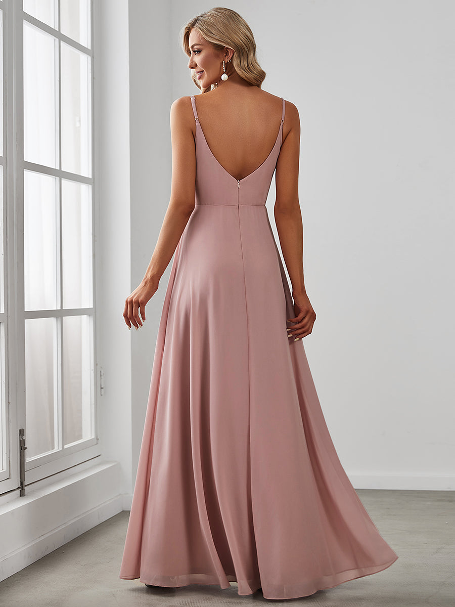 Elegant V-Neck A-Line Chiffon Bridesmaid Gown