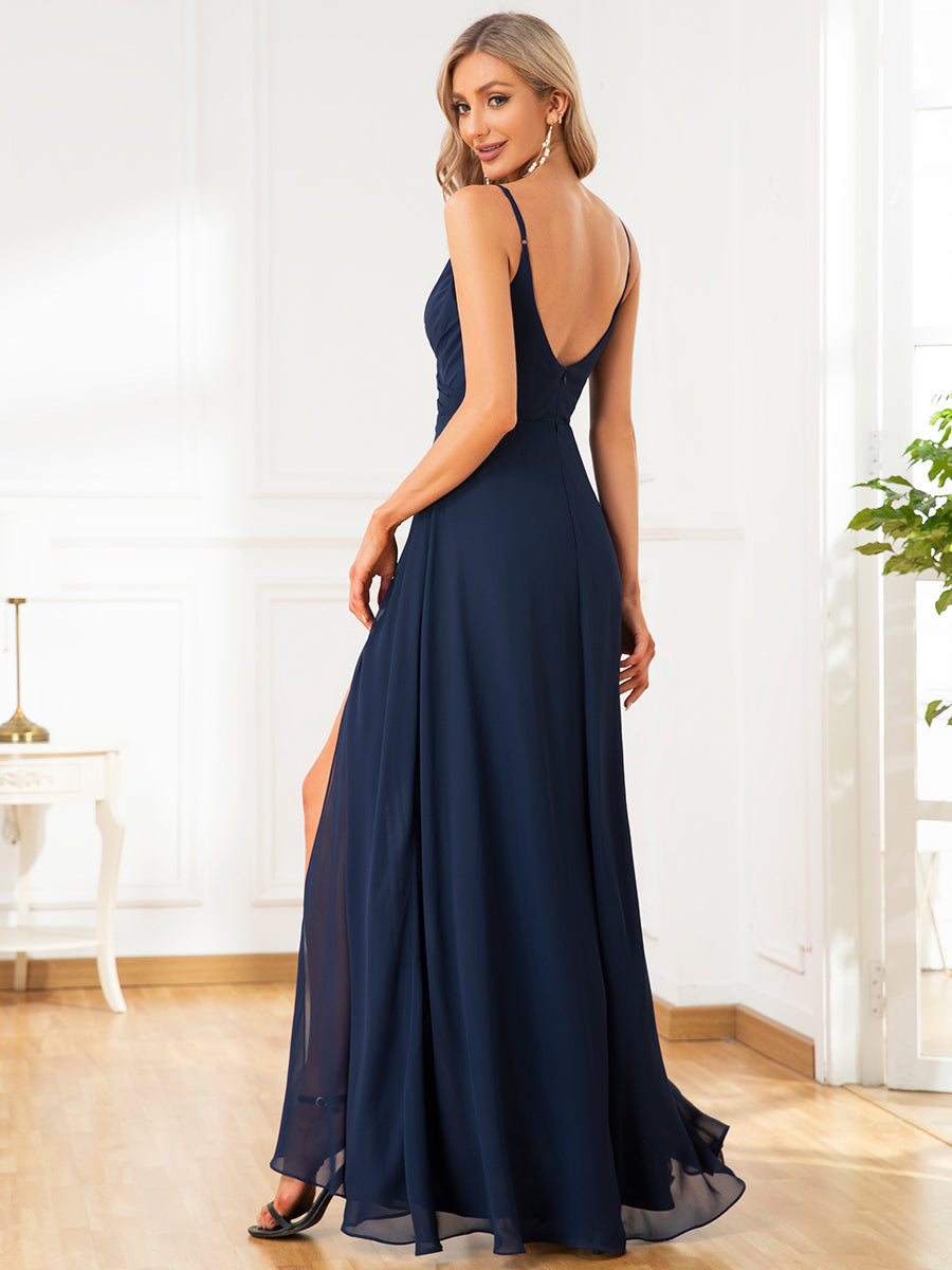 Elegant V-Neck A-Line Chiffon Bridesmaid Gown