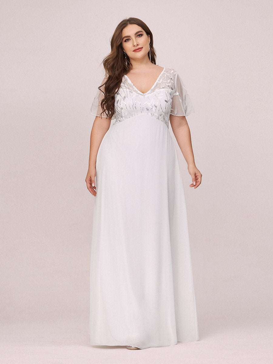 Romantic Floral Lace Evening Gown with Sheer Ruffle Sleeves