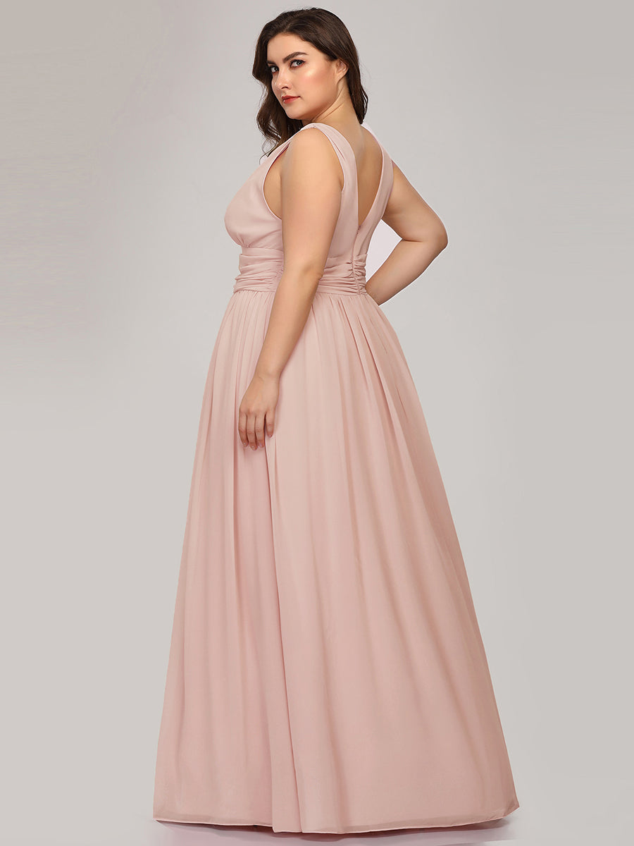 Elegant Plus Size V-Neck Chiffon Evening Gown